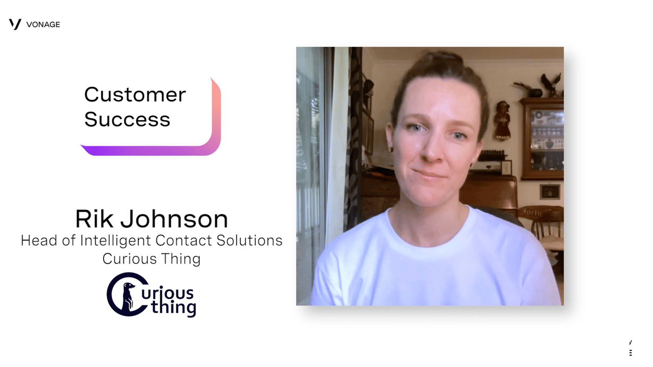 Screenshot von Rik Johnson von Curious Thing, wie er über Vonage-Lösungen spricht