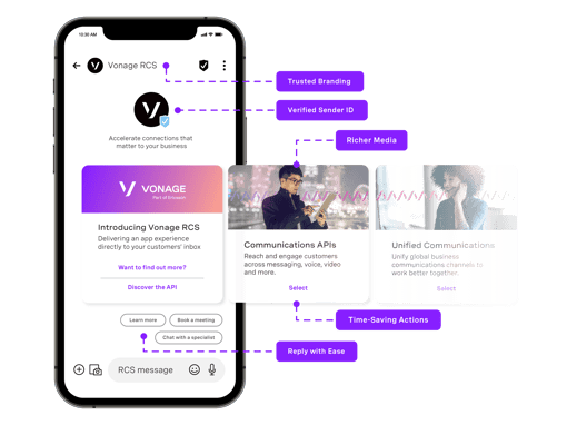 RCS showcasing content about RCS on an iphone device
